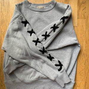Grey Crewneck Sweatshirt with Criss Cross